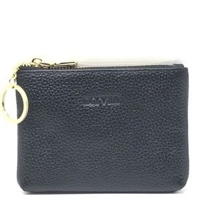 IXYVIA Leather Zip Coin Purse with Keychain Ring
